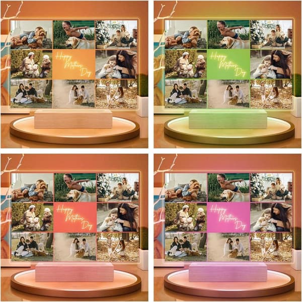 Personalized Acrylic Photo Frame with Night Light for Mom