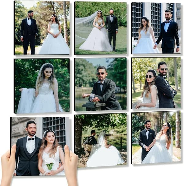 Custom Photo Tiles Wall Decor – Personalized Peel and Stick Frames (9pcs)