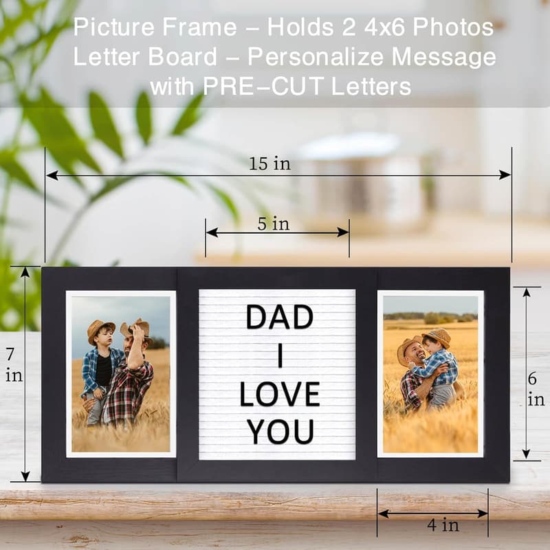 Personalized 4x6'' Solid Wood Picture Frame for Dad