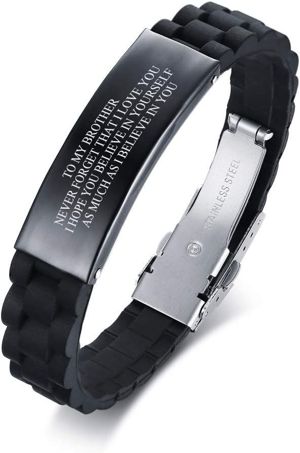 Inspirational Engraved Silicone Bracelet for Brother