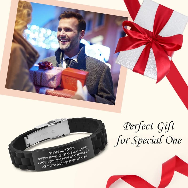 Inspirational Engraved Silicone Bracelet for Brother