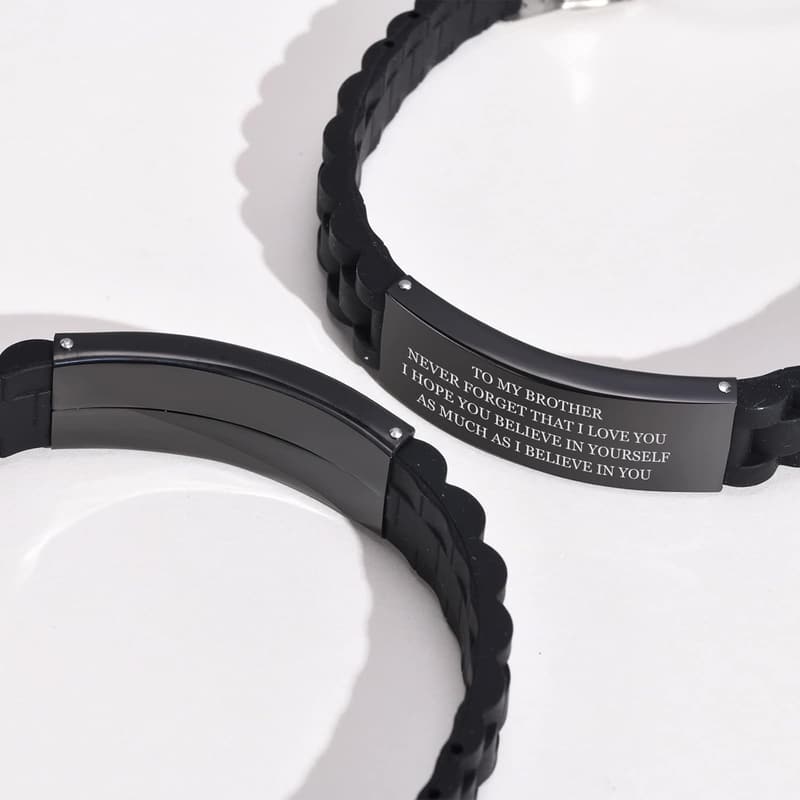 Inspirational Engraved Silicone Bracelet for Brother