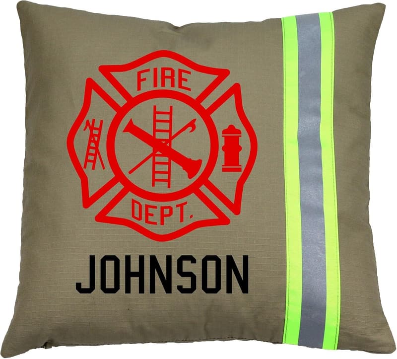 Personalized Tan Maltese Cross Pillow for Firefighters