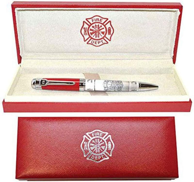 Personalized Firefighter Engraved Ink Pen with Antique Pewter Finish
