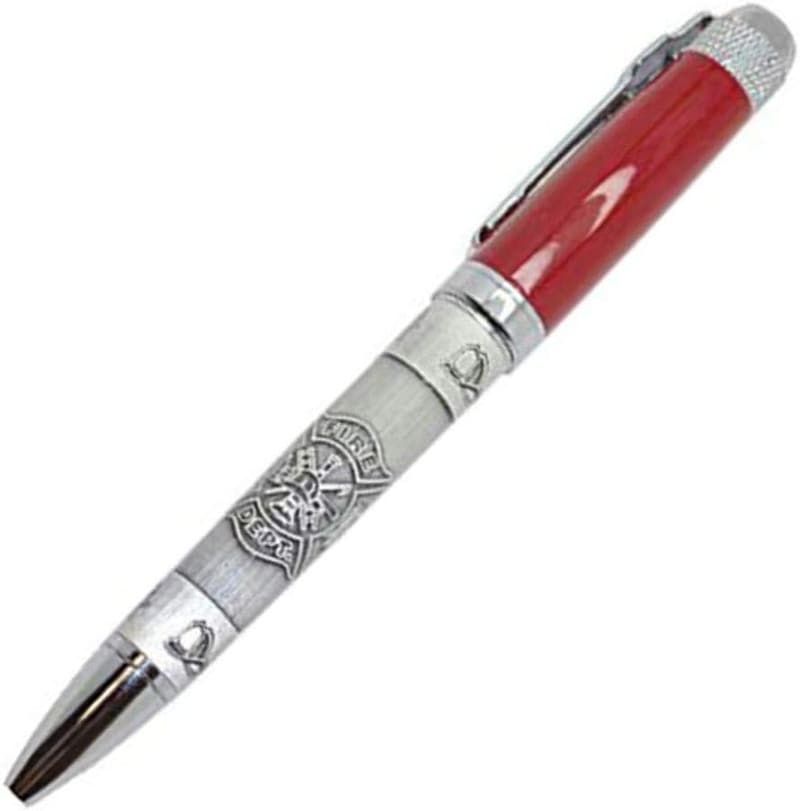 Personalized Firefighter Engraved Ink Pen with Antique Pewter Finish