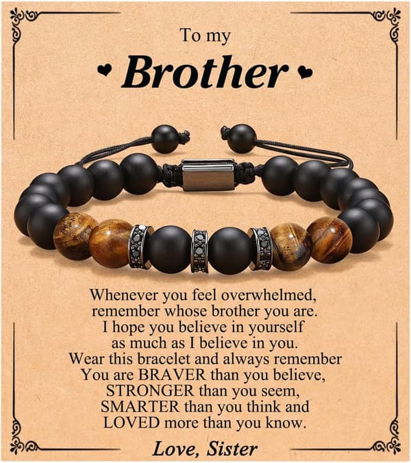 Men's Natural Stone Adjustable Bracelet - Gift for Him