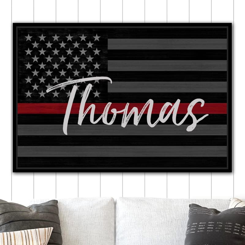 Personalized Firefighter Name Sign Canvas Wall Art 8