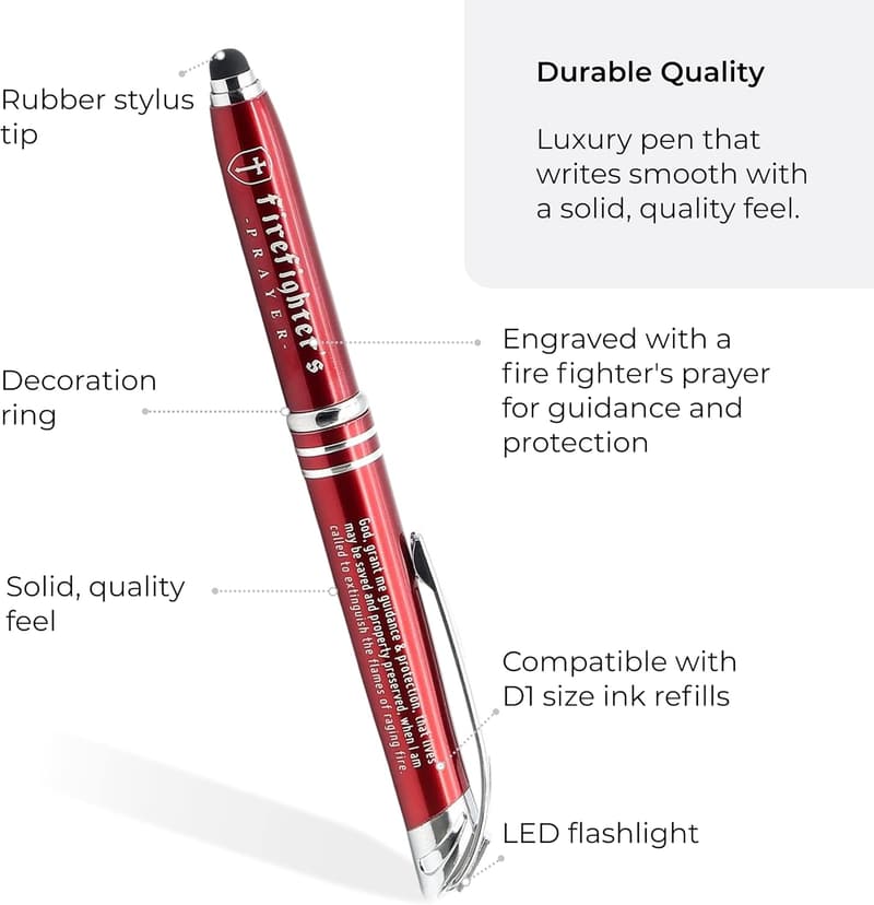 Firefighter's Prayer Engraved Pen with Flashlight & Stylus