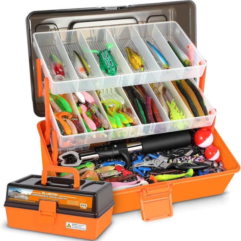 Fishing Tackle Box Set with 415 Pcs Lures and Accessories for Men