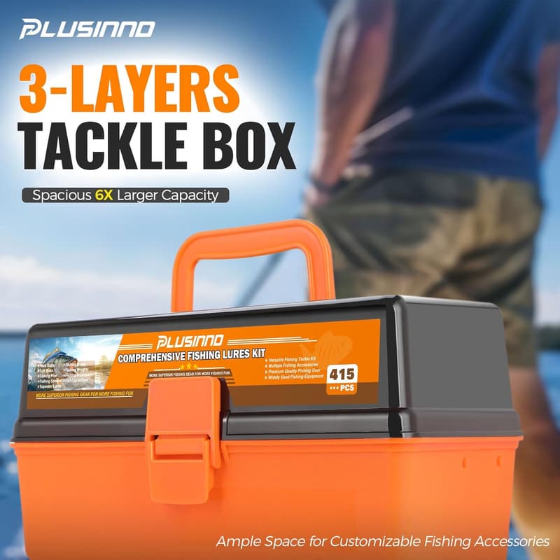 Fishing Tackle Box Set with 415 Pcs Lures and Accessories for Men
