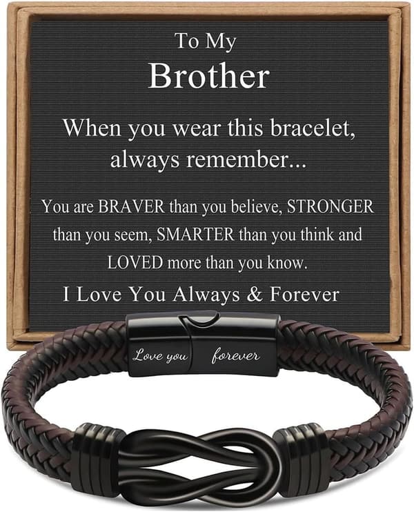 Men's Brown Leather Knot Bracelet - Forever Linked Gift