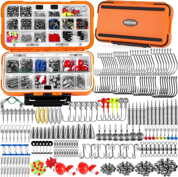 Fishing Accessories Kit with Organized Tackle Box for Men