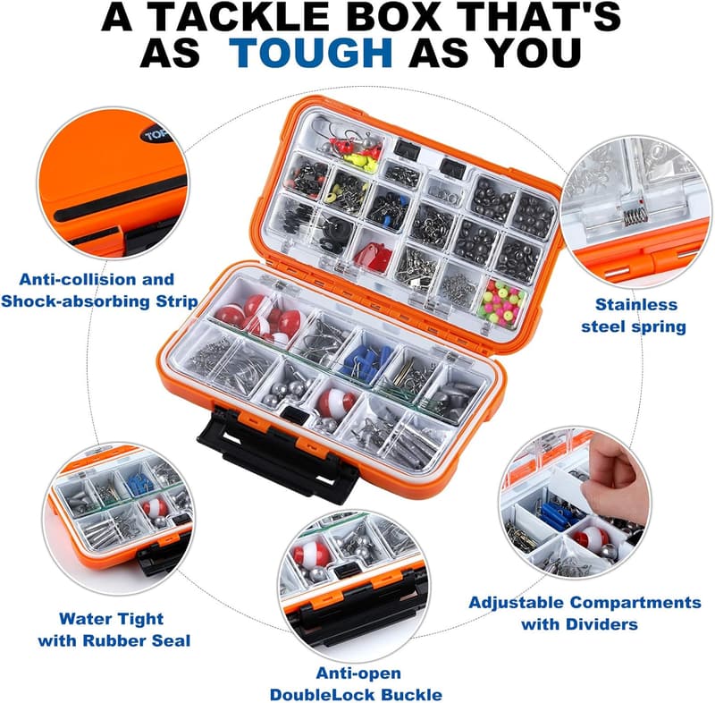 Fishing Accessories Kit with Organized Tackle Box for Men