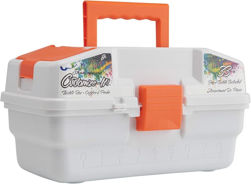 Kids' Fishing Tackle Box with 29 Assorted Pieces & Custom Stickers