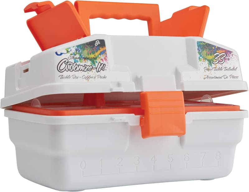 Kids' Fishing Tackle Box with 29 Assorted Pieces & Custom Stickers