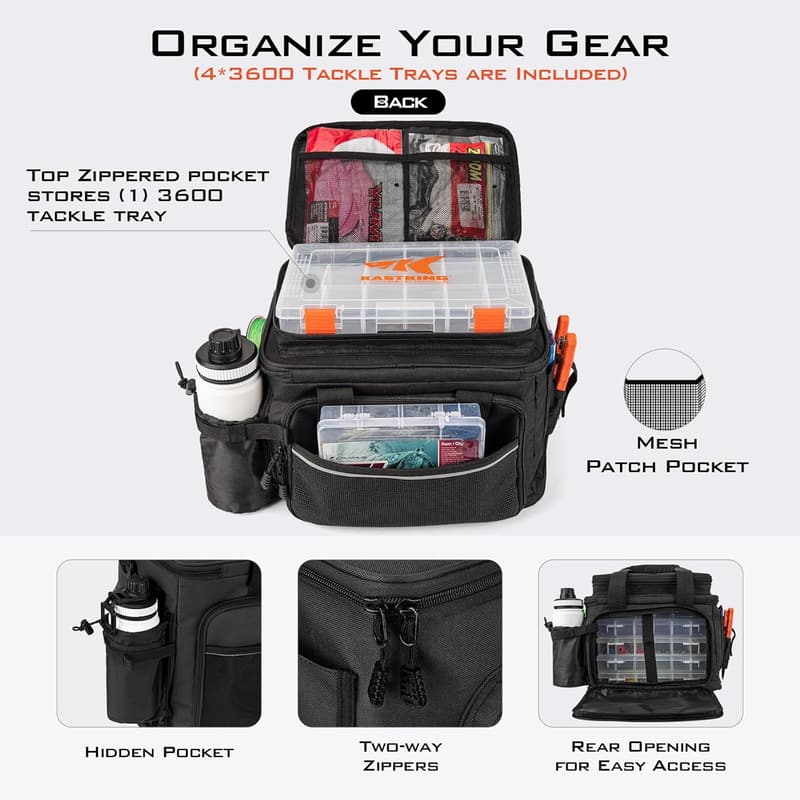 KastKing Karryall Fishing Tackle Bag with 4 Tackle Trays
