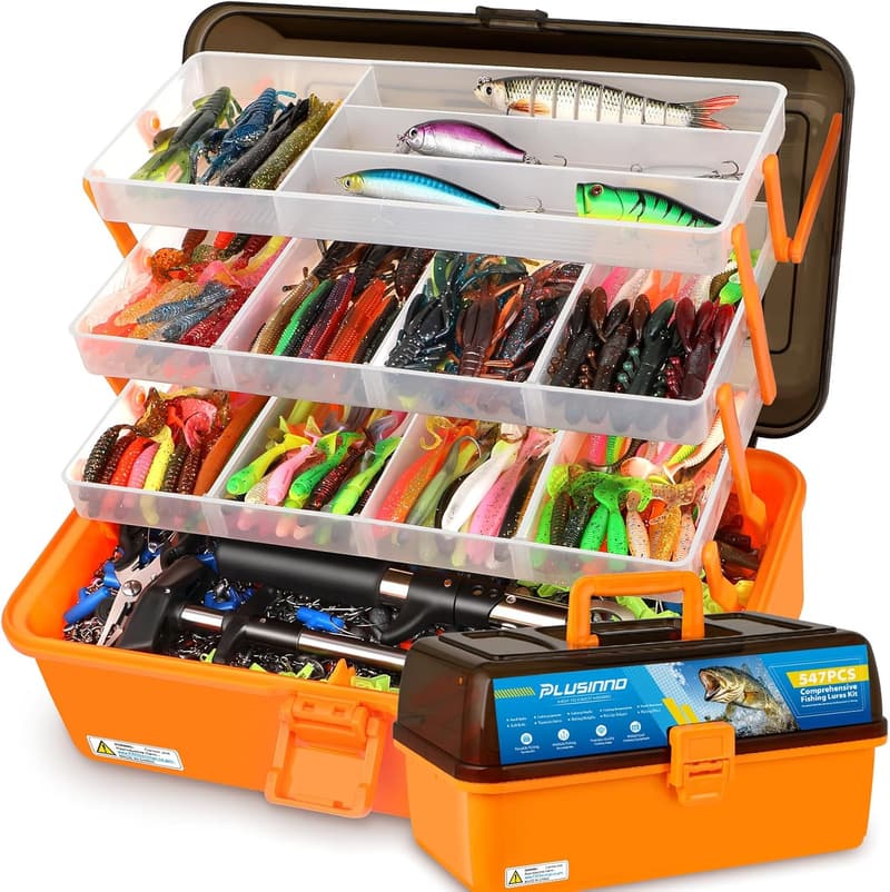 Fishing Tackle Box Kit with 547 Pcs for Bass Fishing, Gift for Men