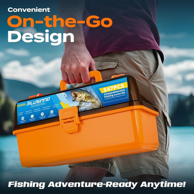 Fishing Tackle Box Kit with 547 Pcs for Bass Fishing, Gift for Men