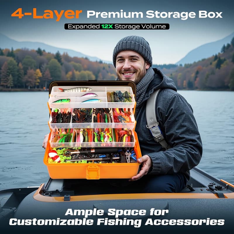 Fishing Tackle Box Kit with 547 Pcs for Bass Fishing, Gift for Men