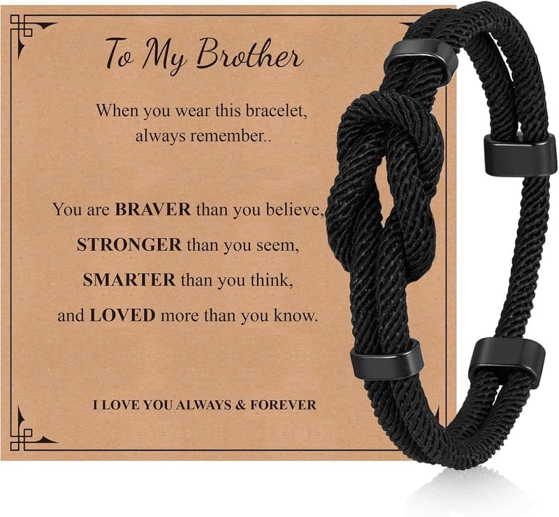 Men's Love Knot Braided Cord Bracelet - Infinity Design Gift