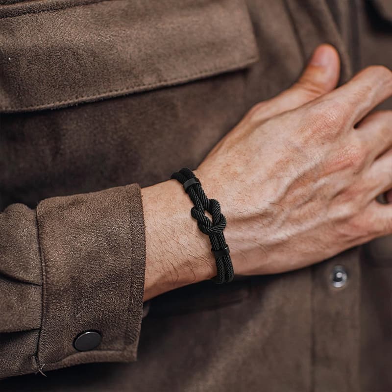 Men's Love Knot Braided Cord Bracelet - Infinity Design Gift