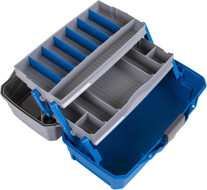 Medium Portable Tackle Box with 15 Compartments - Blue/Gray