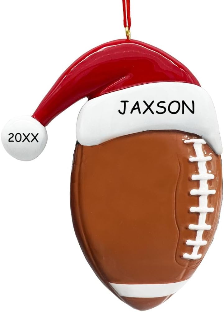 Football Santa Hat Christmas Ornament with Personalization