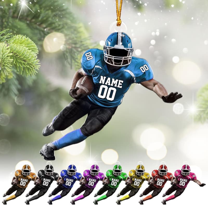 Personalized Football Ornament for Fans - Custom Christmas Decor