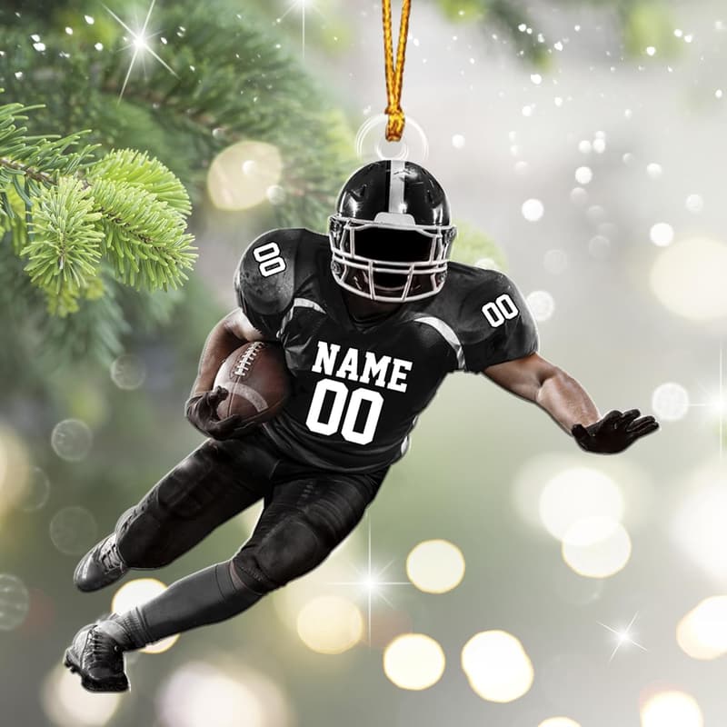 Personalized Football Ornament for Fans - Custom Christmas Decor