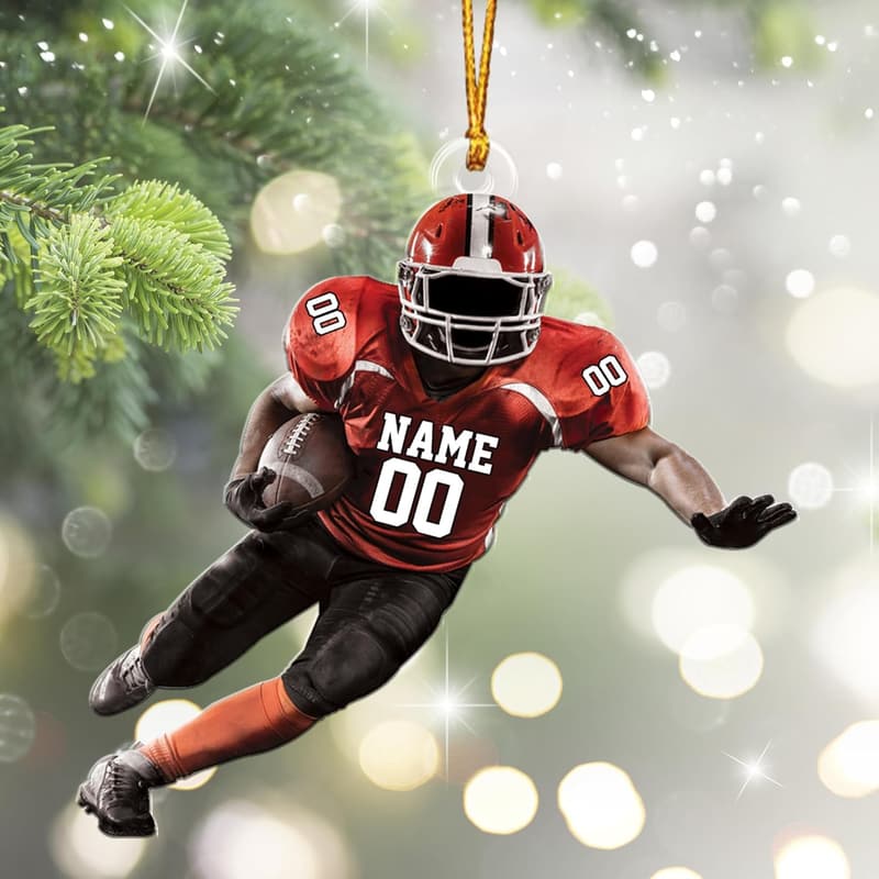 Personalized Football Ornament for Fans - Custom Christmas Decor
