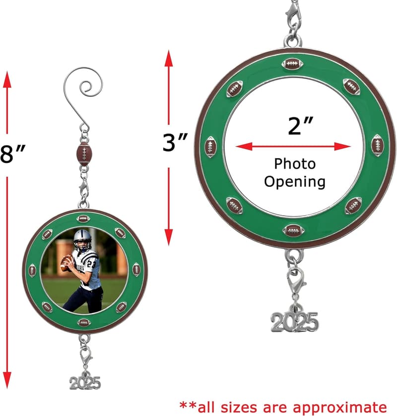 2025 Football Photo Christmas Ornament with Storage Bag