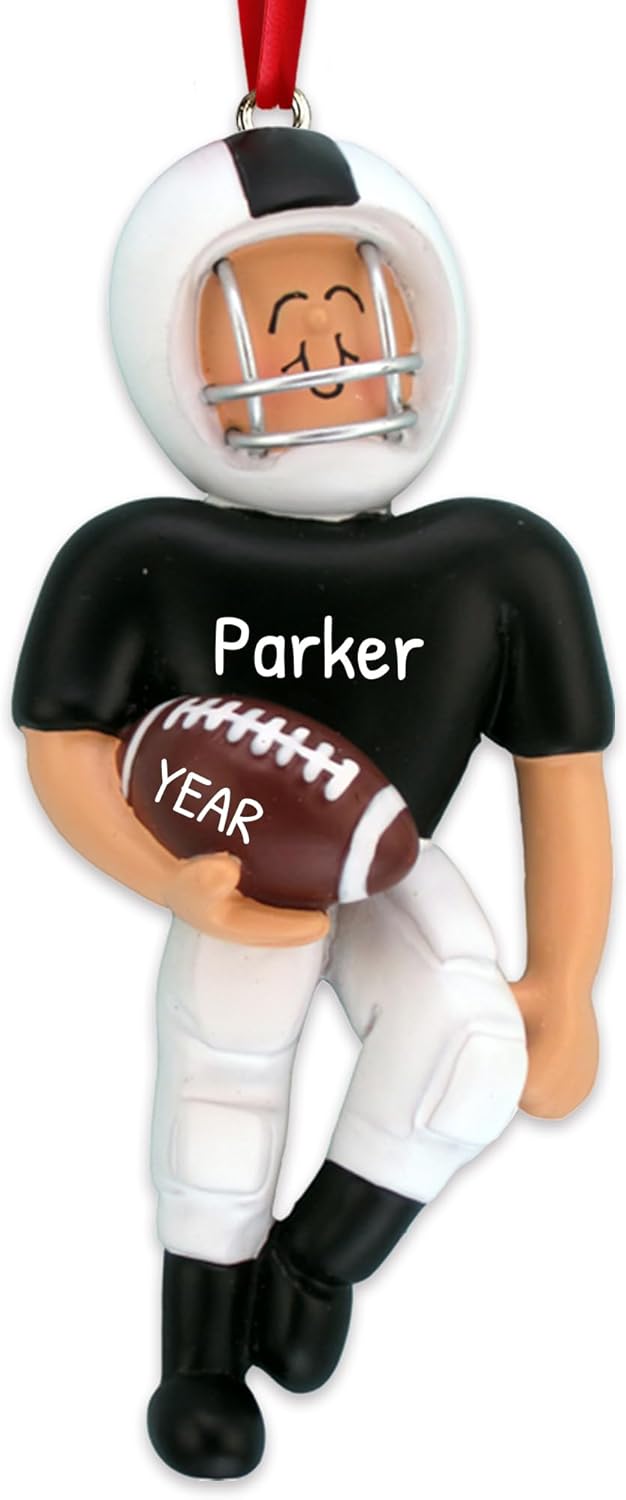 Personalized Football Ornament 2025 - Custom Black Player Keepsake