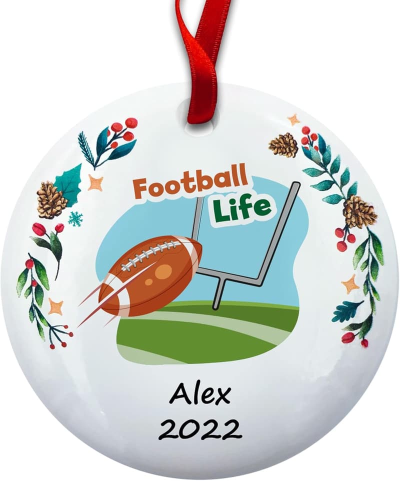 Football Ornament for Christmas - Personalized Quarterback Design