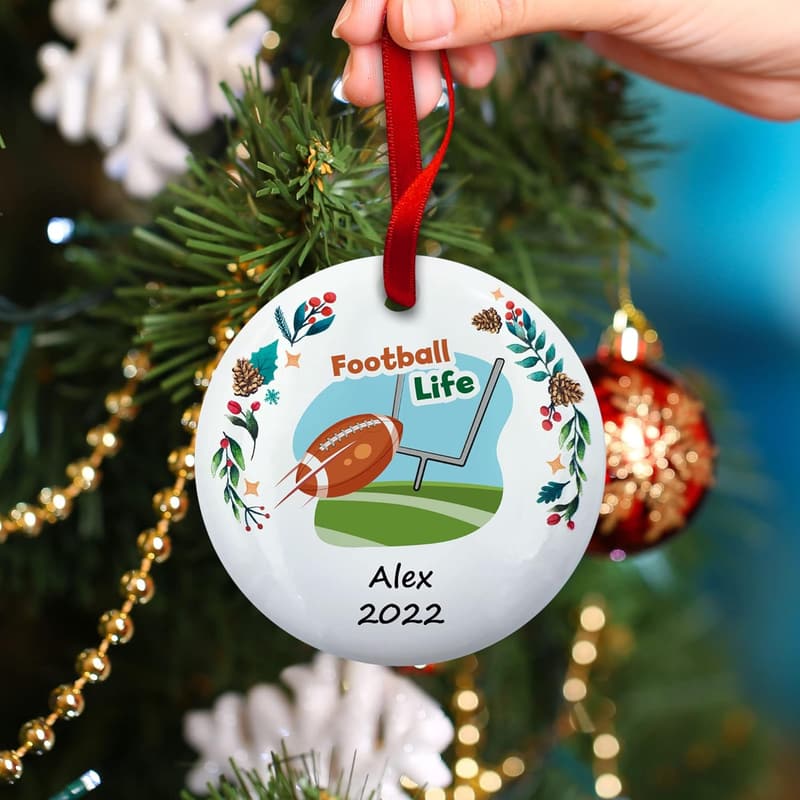 Football Ornament for Christmas - Personalized Quarterback Design