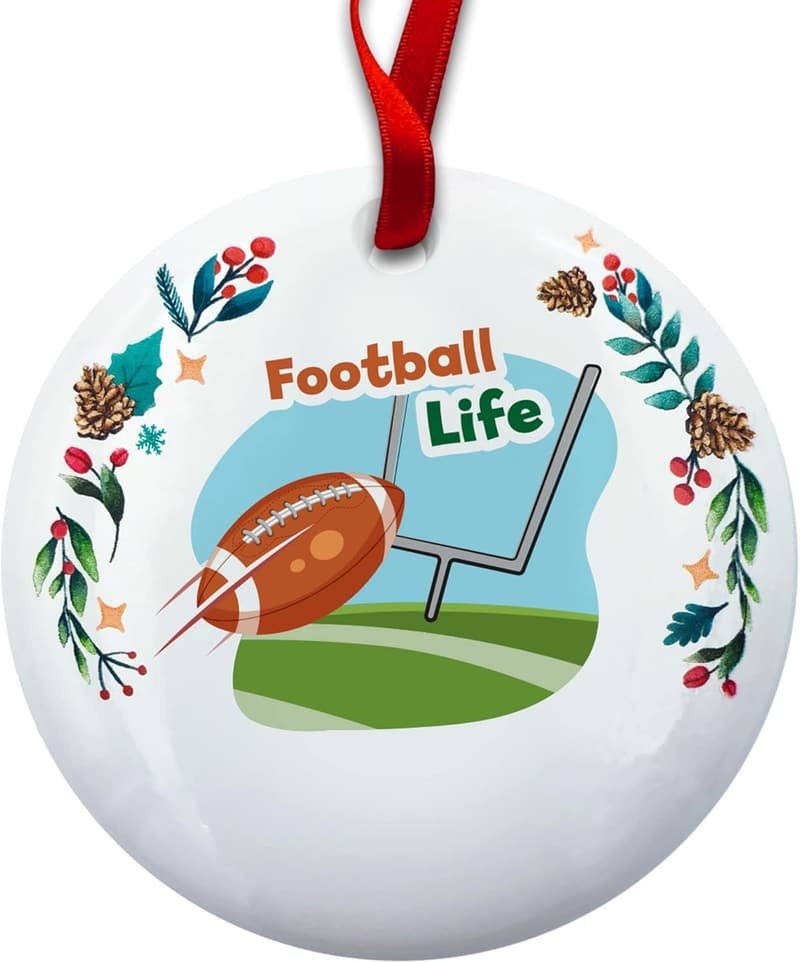 Football Ornament for Christmas - Personalized Quarterback Design