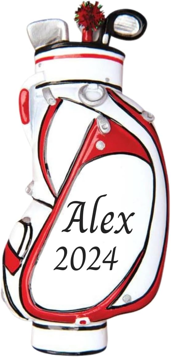 Personalized Golf Bag Ornament - Customized Christmas Keepsake