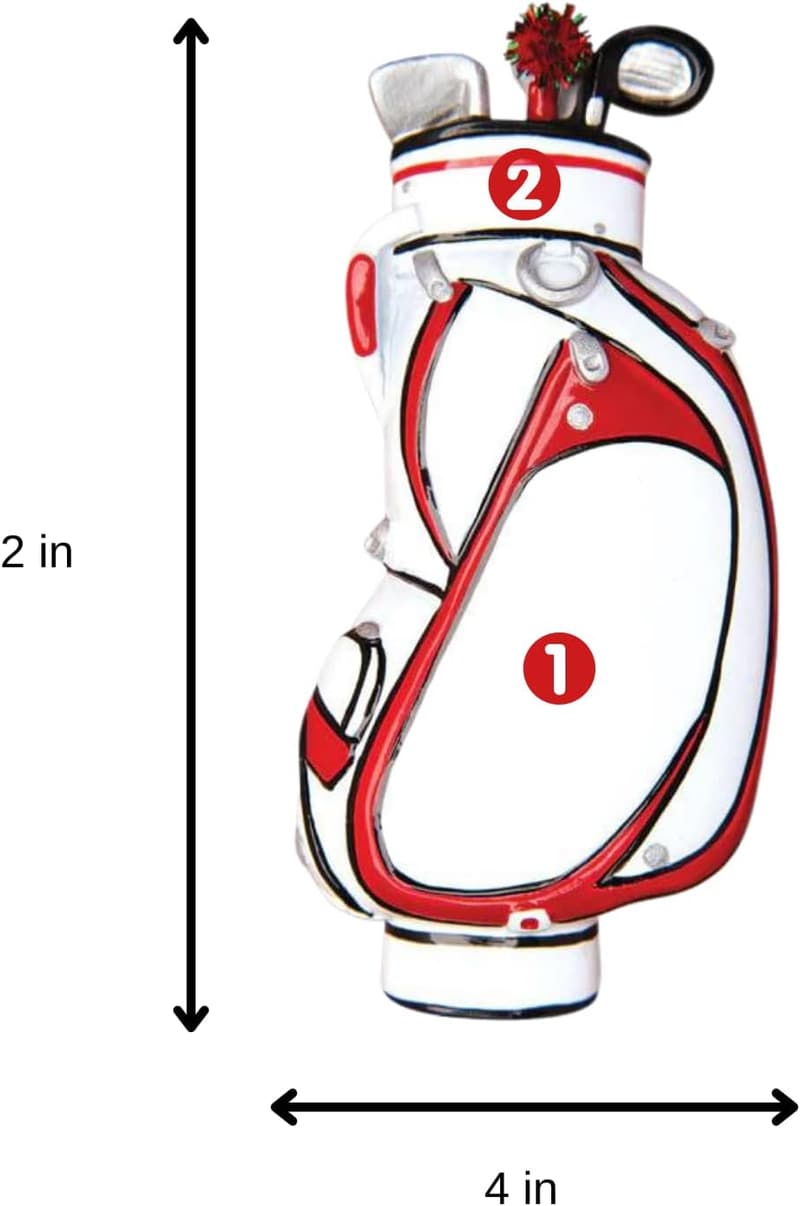 Personalized Golf Bag Ornament - Customized Christmas Keepsake