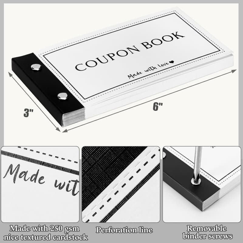 Personalized Coupon Booklet with 30 Blank Vouchers for Mom