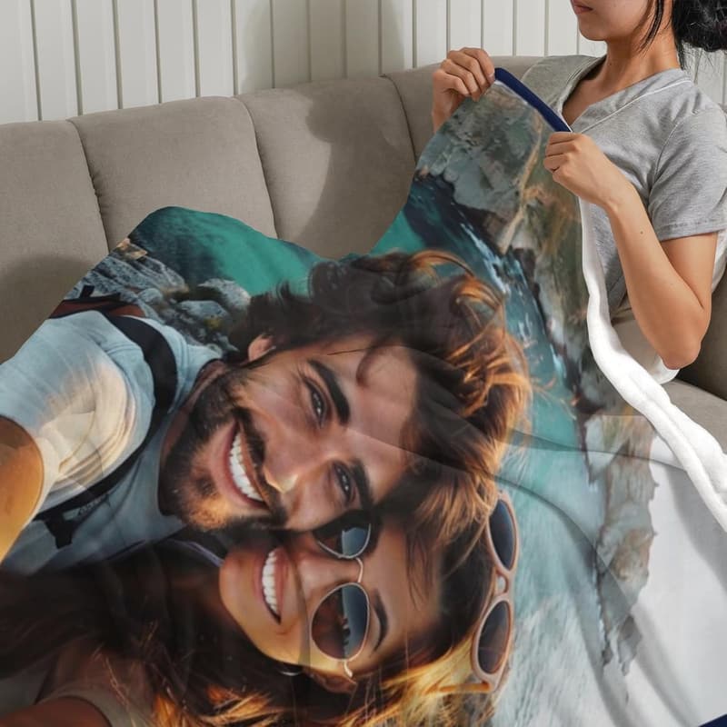 Personalized Photo Blanket for Couples - Custom Gift