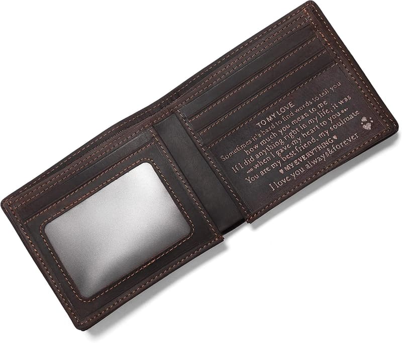 Custom Engraved Leather Wallet for Men - Perfect Gift for Any Occasion