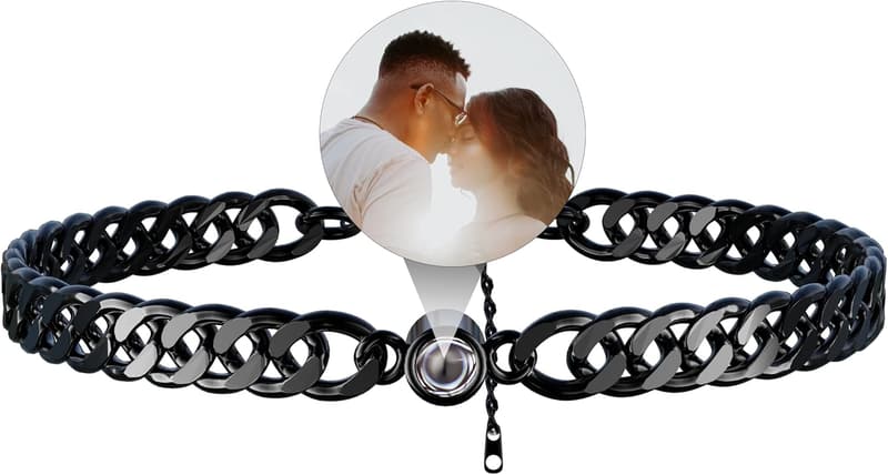 Personalized Photo Bracelet with Natural Stone Cuban Chain