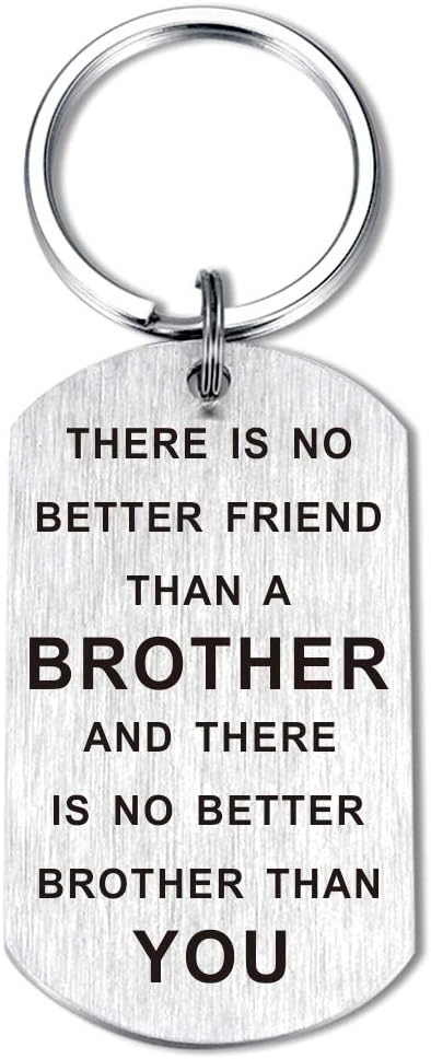 Brother Friendship Keychain - Silver Pendant Gift for Birthday