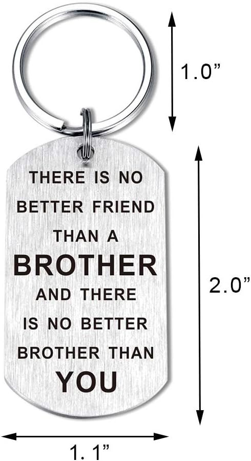 Brother Friendship Keychain - Silver Pendant Gift for Birthday