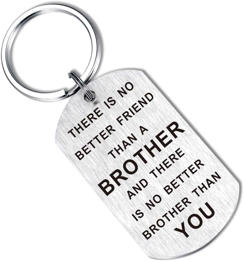 Brother Friendship Keychain - Silver Pendant Gift for Birthday