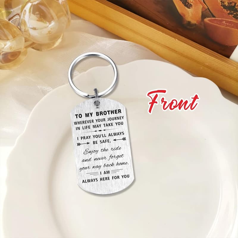 Brother Keychain Gift - I Pray You'll Always Be Safe