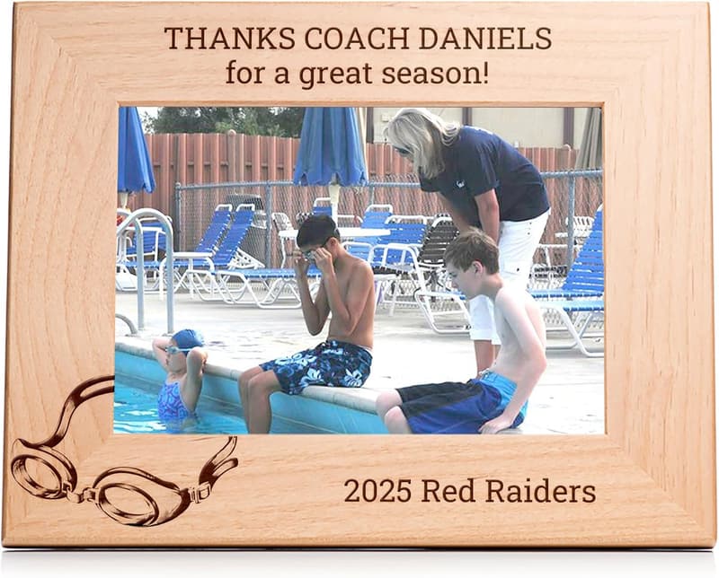 Personalized Wood Picture Frame for Youth Swimming Coaches