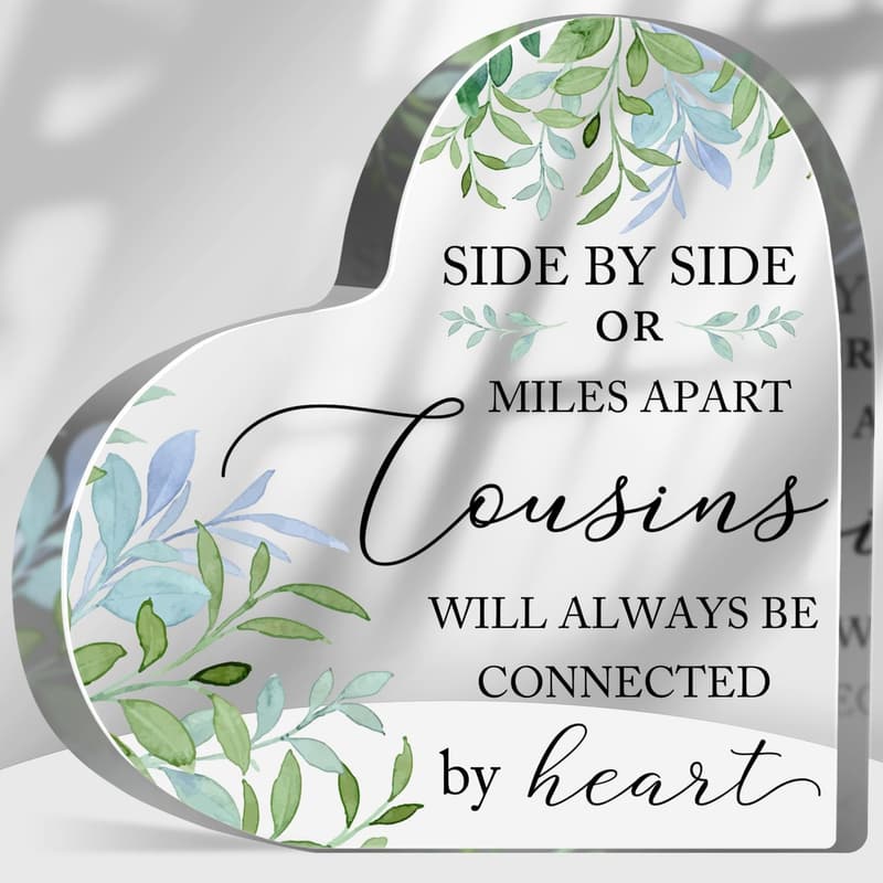 Cousin Birthday Acrylic Keepsake - Connected by Heart