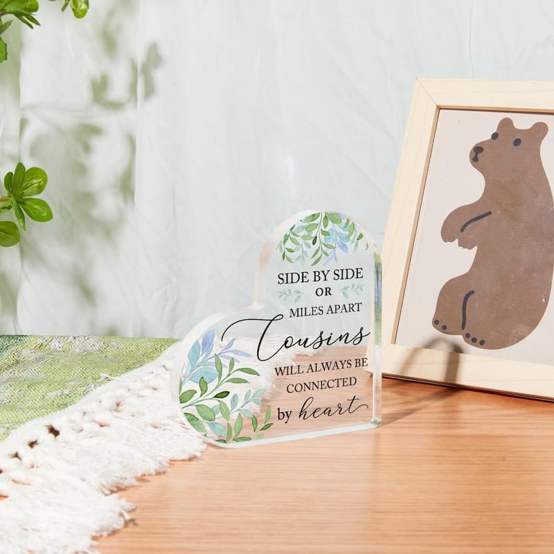 Cousin Birthday Acrylic Keepsake - Connected by Heart