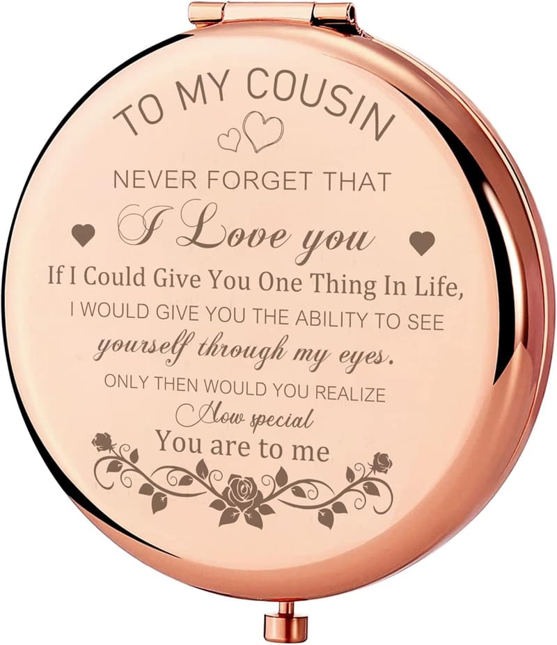 Cousin Birthday Gift - Rose Gold Compact Makeup Mirror