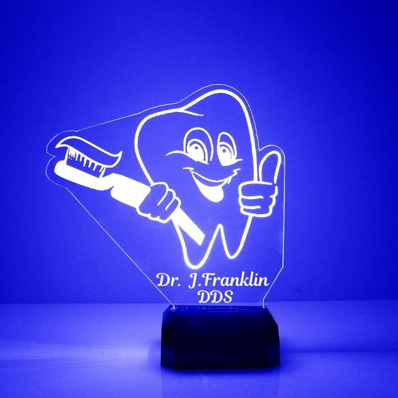 Personalized Dentist LED Night Light with Remote - 16 Colors